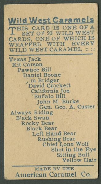 E49 1910 American Caramels Wild West Caramels